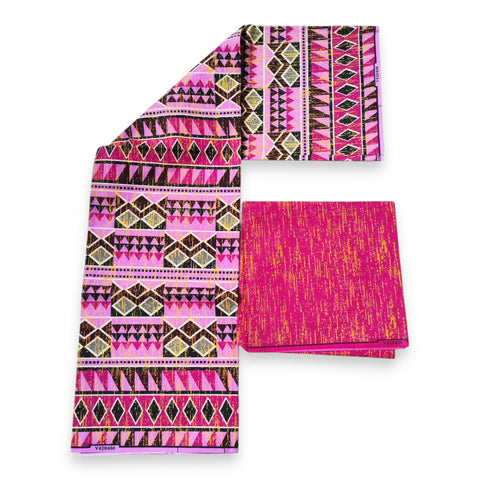Afrikaanse stof - Two-Tone print Polycotton - 6 yard Combinatie (4+2 yard) PO-5027