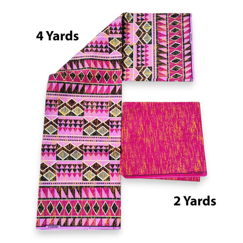 Afrikaanse stof - Two-Tone print Polycotton - 6 yard Combinatie (4+2 yard) PO-5027
