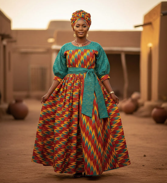 Afrikaanse stof - Two-Tone print Polycotton - 6 yard Combinatie (4+2 yard) PO-5041