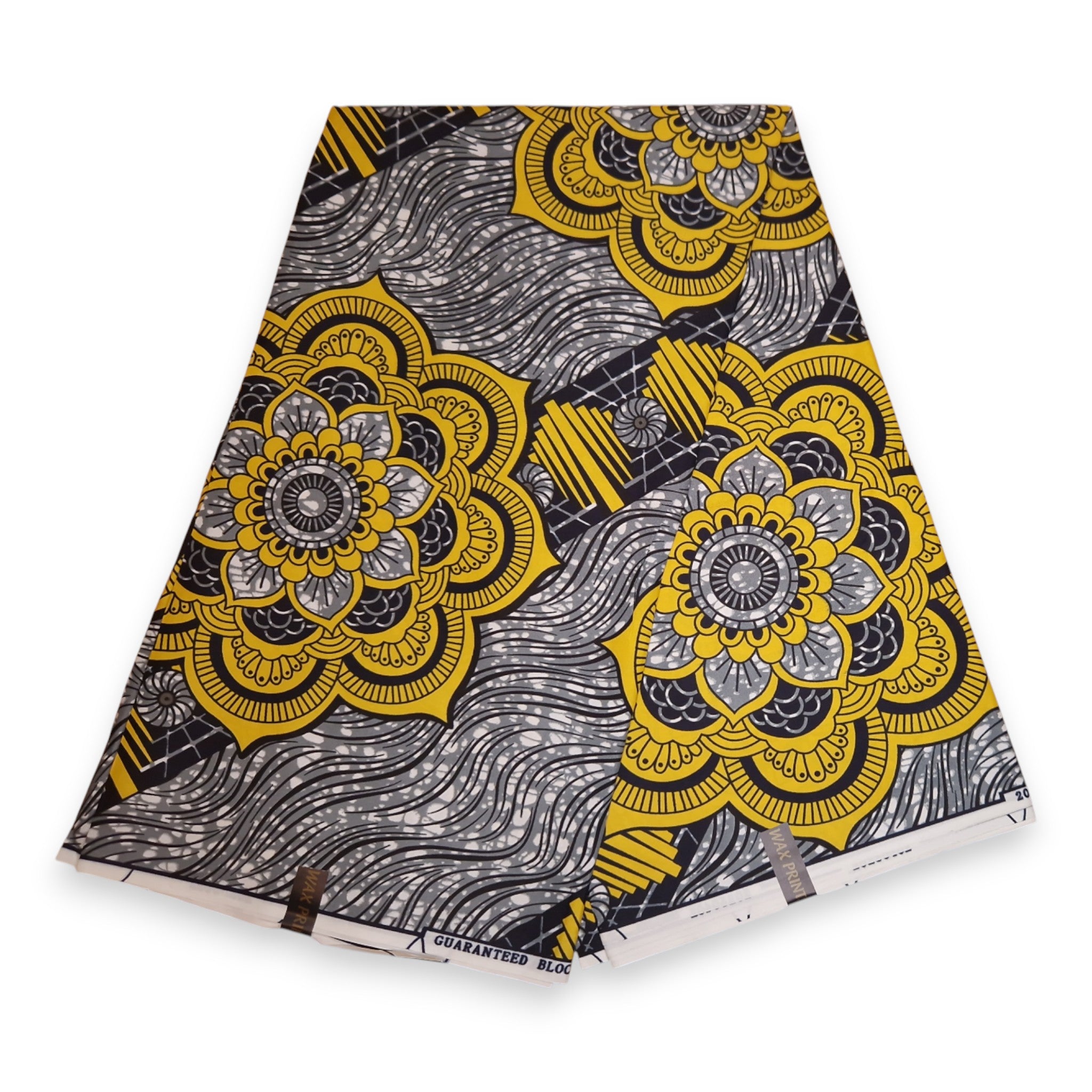 Afrikaanse stof - Grijs Geel PO-5070 - Polycotton
