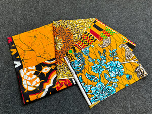 4 Fat quarters - Oranje Quiltstoffen / Patchwork stoffen - Afrikaanse print stof