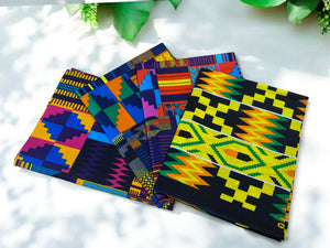 4 Fat quarters - Kente Mix Quiltstoffen / Patchwork stoffen - Afrikaanse print stof