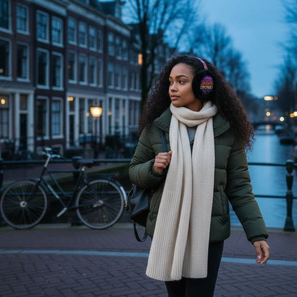 Afrikaanse Print Oorwarmers / Earmuffs - Inklapbaar Wintermodel - Roze Oranje Tribal