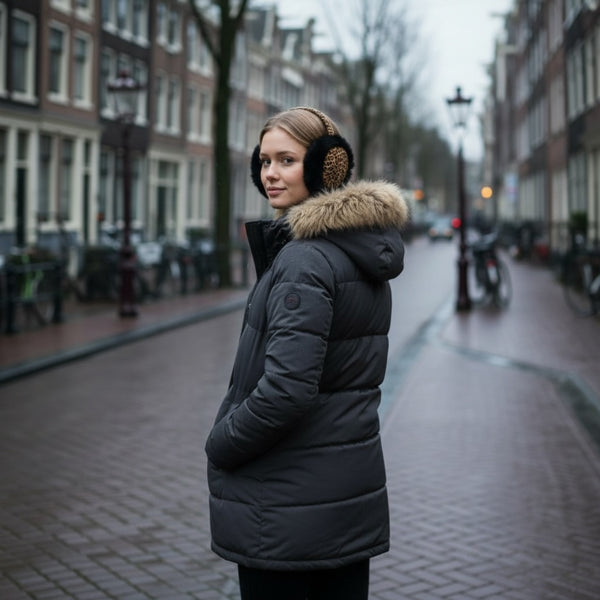 Afrikaanse Print Oorwarmers / Earmuffs - Inklapbaar Wintermodel - Leopard