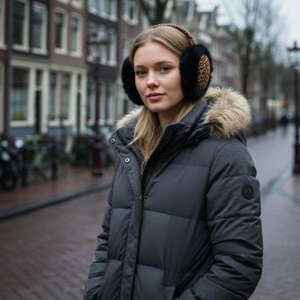 Afrikaanse Print Oorwarmers / Earmuffs - Inklapbaar Wintermodel - Leopard