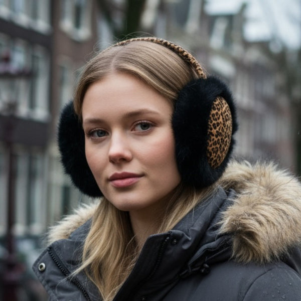 Afrikaanse Print Oorwarmers / Earmuffs - Inklapbaar Wintermodel - Leopard