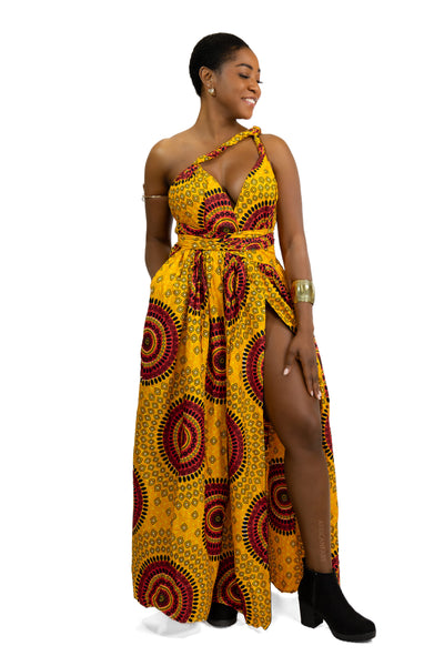 Afrikaanse print Geel-oranje Dotted Patterns Infinity Multiway Maxi Jurk