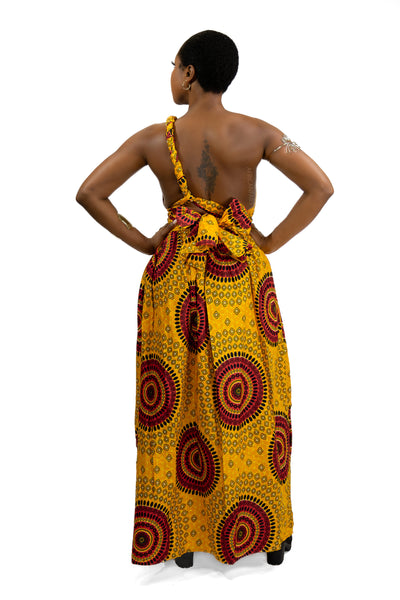 Afrikaanse print Geel-oranje Dotted Patterns Infinity Multiway Maxi Jurk
