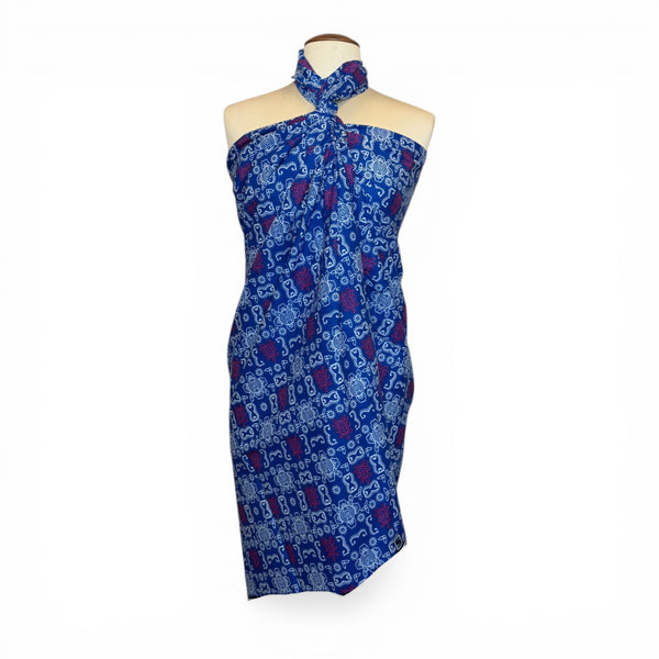 Sarong / pareo / pangi katoen - Strandkleding wikkelrok / omslagdoek / baby wrap - Blauwe Bogolan iconen