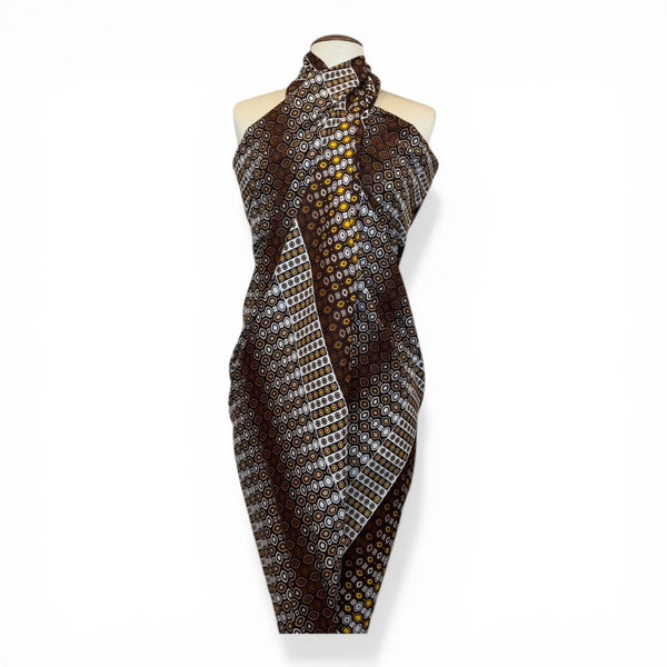 Sarong / pareo / pangi katoen - Strandkleding wikkelrok / omslagdoek / baby wrap - Bruin Crème geometrische stippen en strepen