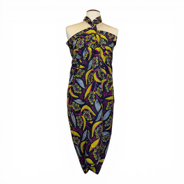 Sarong / pareo / pangi katoen - Strandkleding wikkelrok / omslagdoek / baby wrap - Geel / roze bladeren