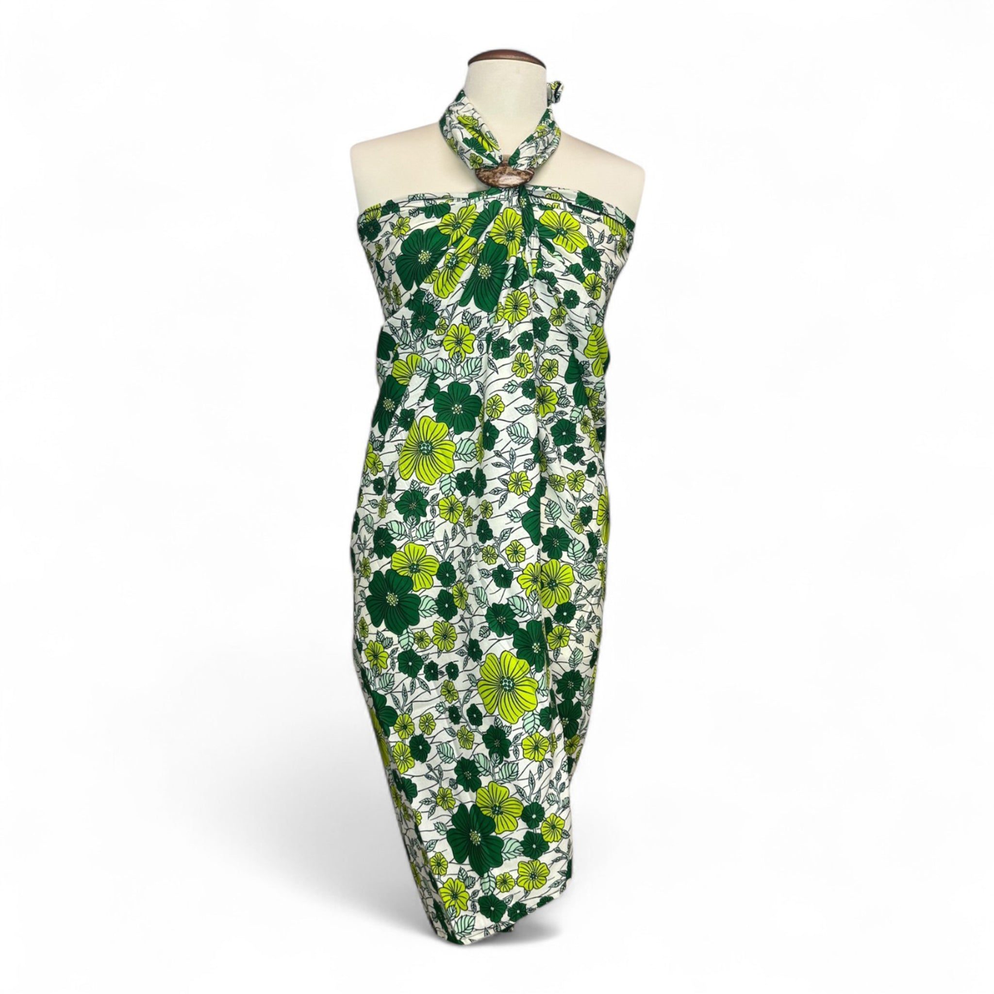 Sarong / pareo / pangi katoen - Strandkleding wikkelrok / omslagdoek / baby wrap - Groene flower