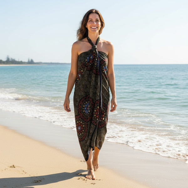 Sarong / pareo / pangi katoen - Strandkleding wikkelrok / omslagdoek / baby wrap - Oranje Dotted Print
