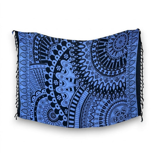 Sarong / pareo - Strandkleding wikkelrok - Zwart / blauw Mandala