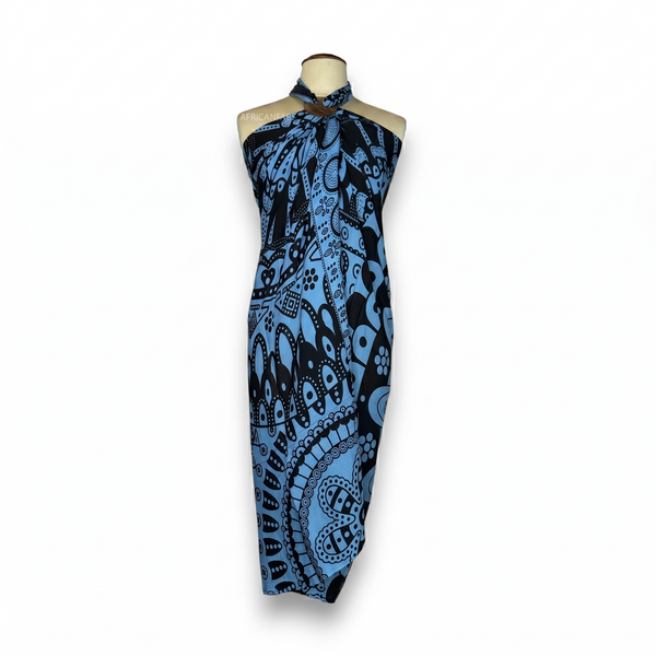 Sarong / pareo - Strandkleding wikkelrok - Zwart / blauw Mandala