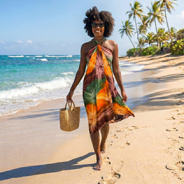 Sarong / pareo - Strandkleding wikkelrok - Tie dye Oranje