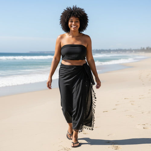 Sarong / pareo - Strandkleding wikkelrok - Zwart