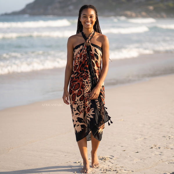 Sarong / pareo - Strandkleding wikkelrok - Luipaard zwart