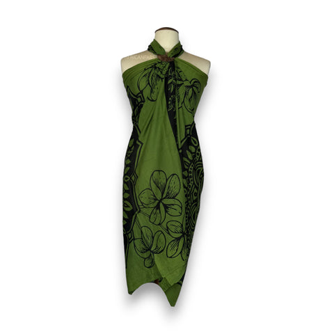 Sarong / pareo - Strandkleding wikkelrok - Groen / zwart Mandala