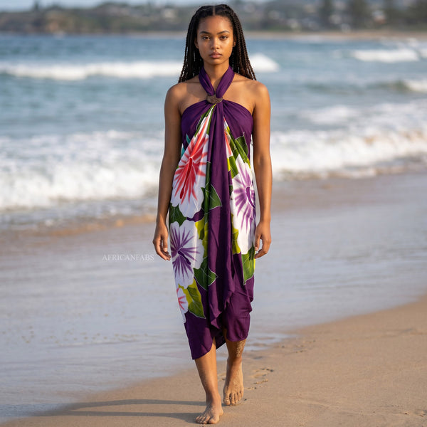 Handgeschilderd Sarong / pareo - Strandkleding wikkelrok - Paars