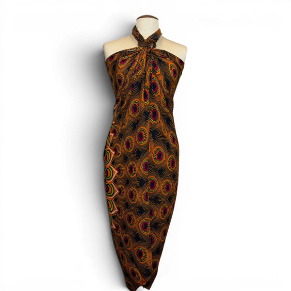 Sarong / pareo - Strandkleding wikkelrok - Bruin Oranje Peacock Sunset