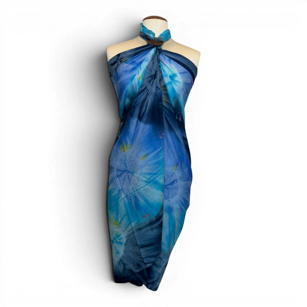 Sarong / pareo - Strandkleding wikkelrok - Blauw Navy Tie Dye Ocean