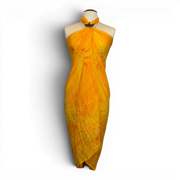 Sarong / pareo - Strandkleding wikkelrok - Geel Oranje Sunset Tie Dye