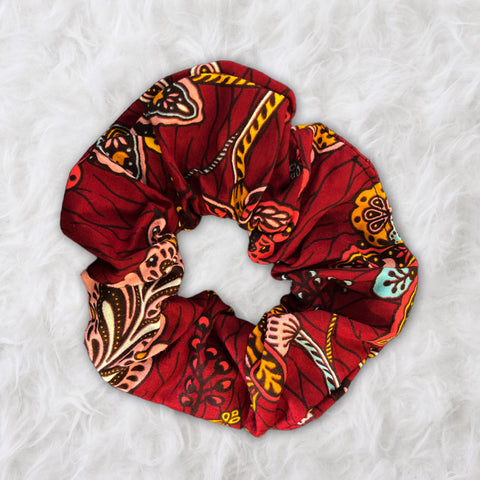 Scrunchie Afrikaanse print - XL Haaraccessoire - Rood floral life