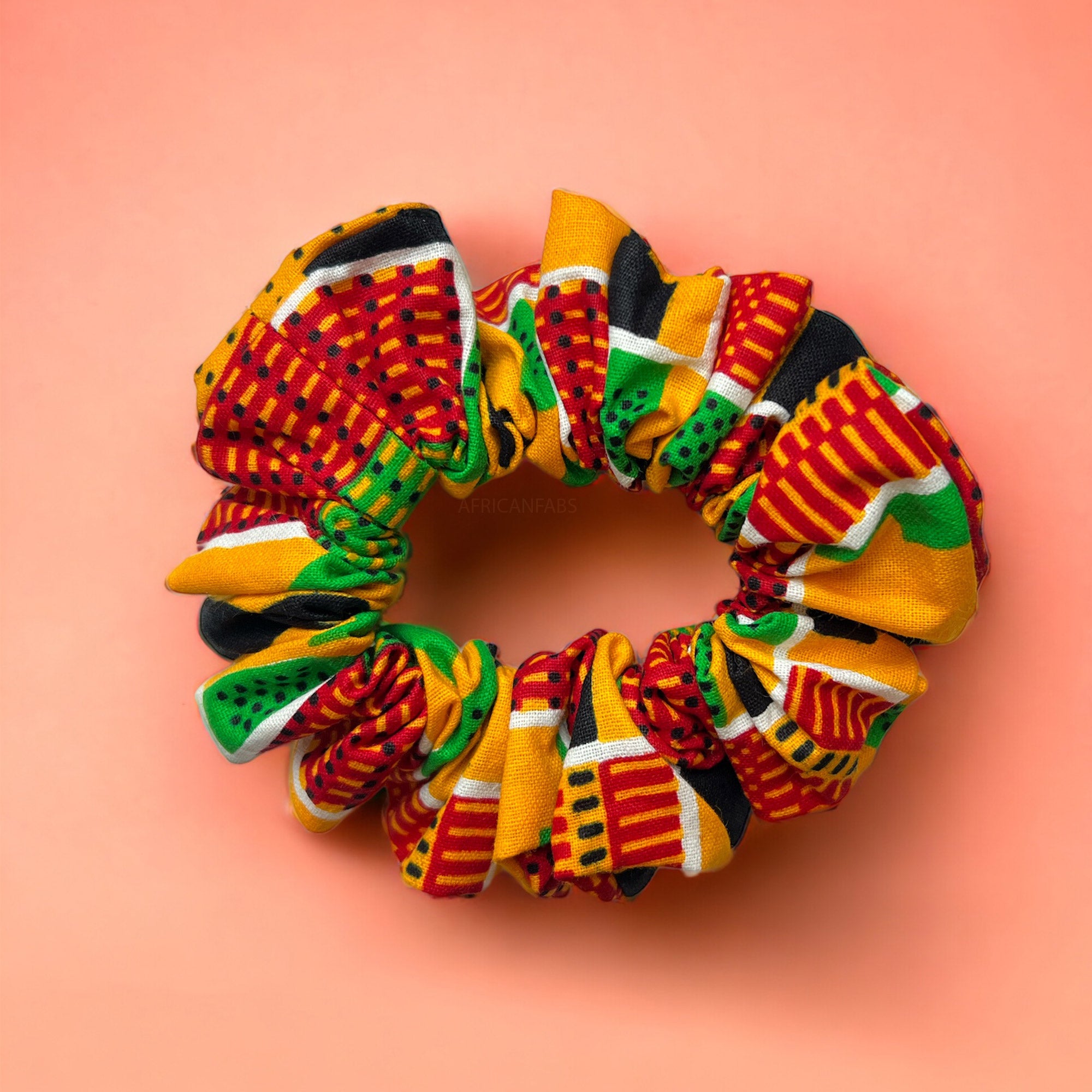 Scrunchie Afrikaanse print - Haaraccessoire - Kente Groen / geel