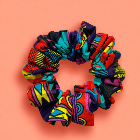 Scrunchie Afrikaanse print -  Haaraccessoire - Paars / Roze Kente