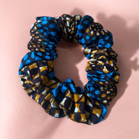 Scrunchie Afrikaanse print - Haaraccessoire - Blauw dotted