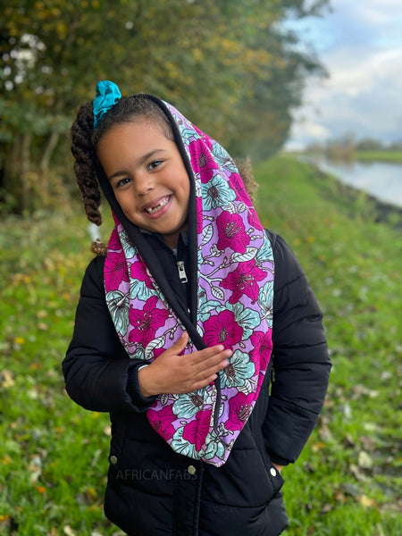 Warme Winter Colsjaal voor Kinderen met Afrikaanse print Unisex - Multicolor Flowers