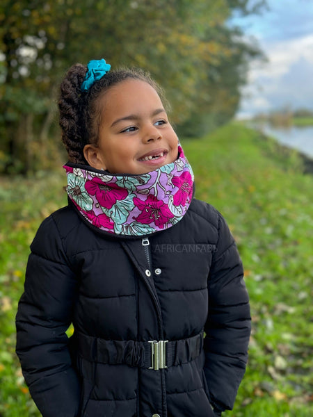 Warme Winter Colsjaal voor Kinderen met Afrikaanse print Unisex - Multicolor Flowers