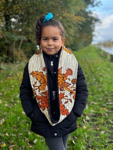 Warme Winter Colsjaal voor Kinderen met Afrikaanse print Unisex - Oranje garden