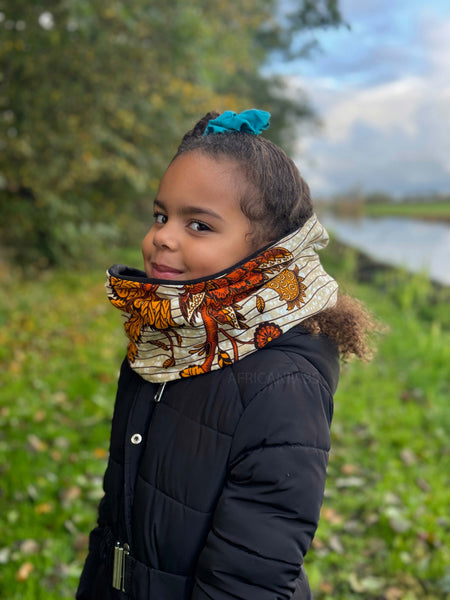 Warme Winter Colsjaal voor Kinderen met Afrikaanse print Unisex - Oranje garden