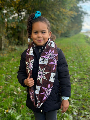 Warme Winter Colsjaal voor Kinderen met Afrikaanse print Unisex - Bruin