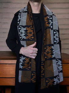 Warme Sjaal voor Heren met Afrikaanse print - Oranje tribale patronen