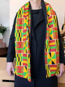Warme Sjaal voor Heren met Afrikaanse print - Geelgroen Kente
