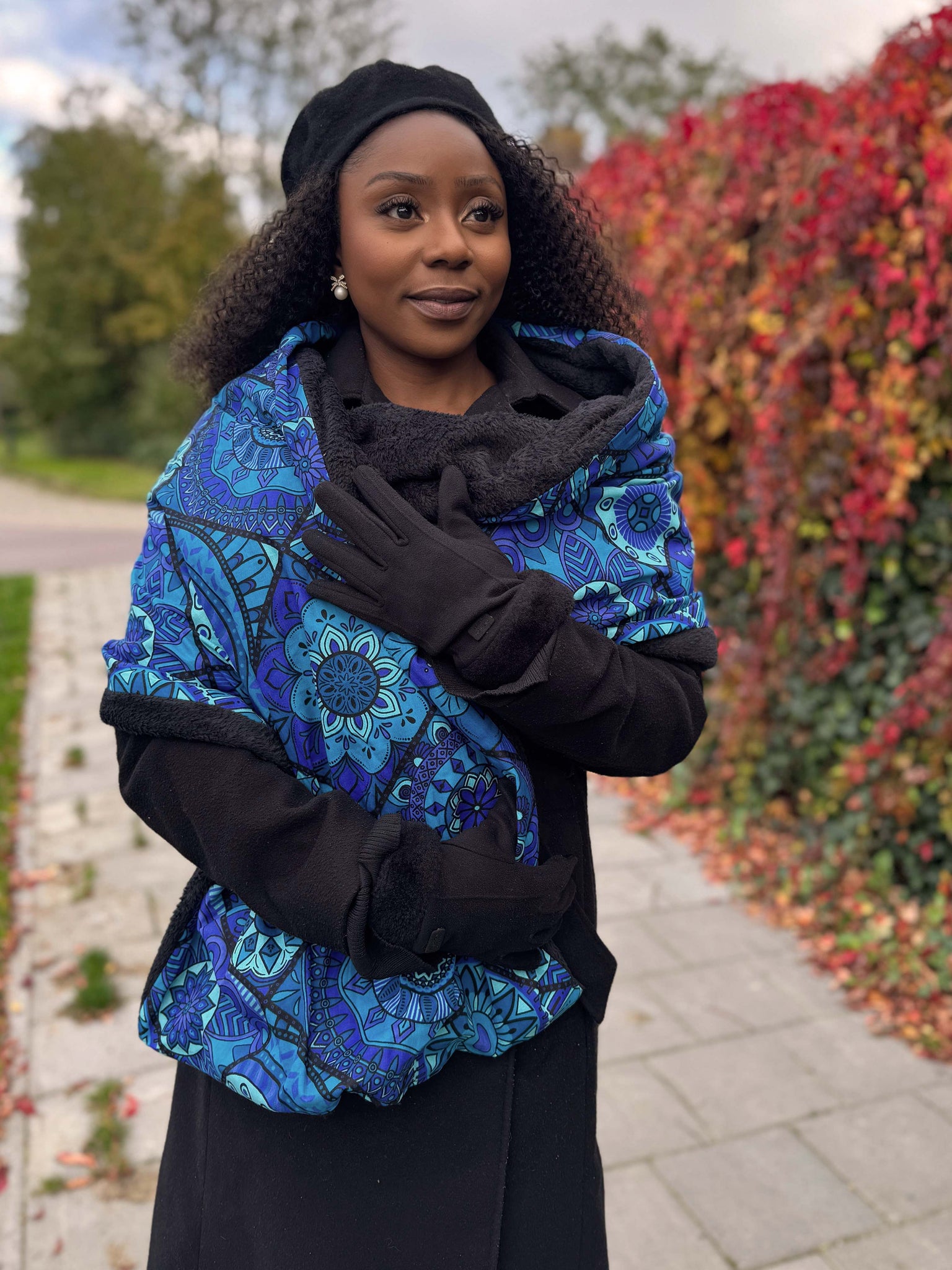 Warme Sjaal met Afrikaanse print Unisex - Blauwe Mandala