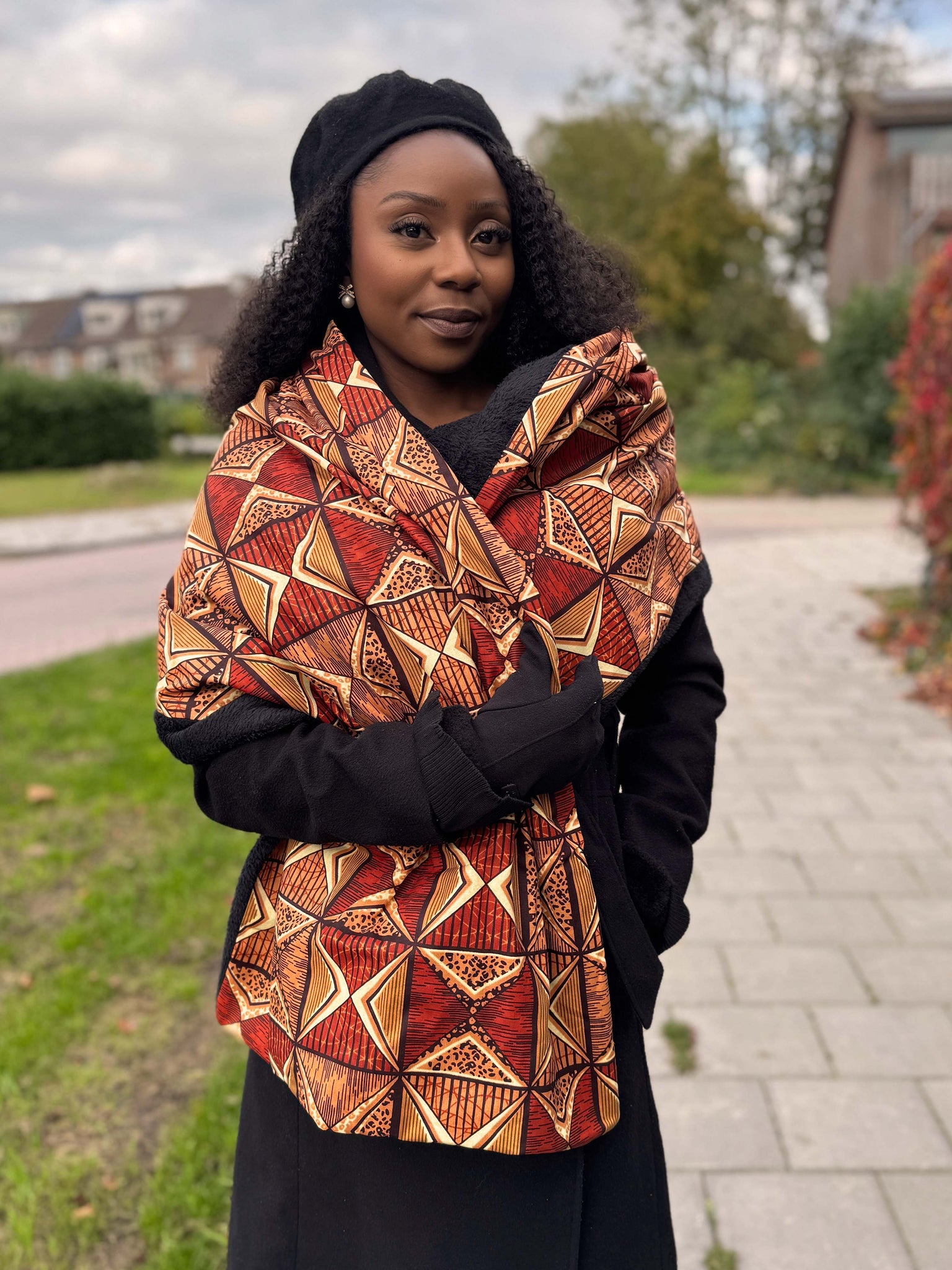 Warme Sjaal met Afrikaanse print Unisex - Bruin Prism