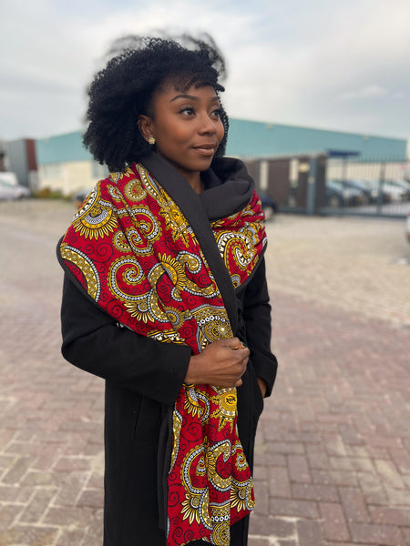 Warme Sjaal met Afrikaanse print Unisex - Rood royal