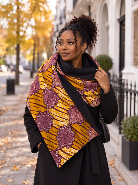 African print Winter scarf for Adults Unisex - Yellow Maple Leaf