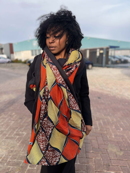 Warme Sjaal met Afrikaanse print Unisex - Bruin swirl
