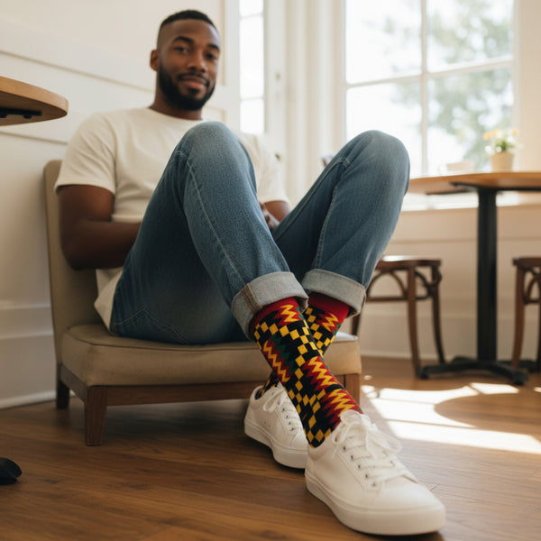 Afrikaanse sokken / Afro socks set MEDAASE met tasje - Set van 5 