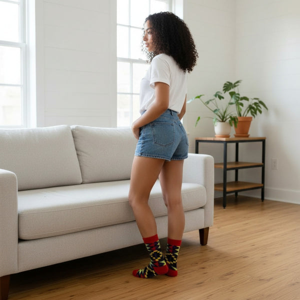 Afrikaanse sokken / Afro socks set OHENEBA met tasje - Set van 4