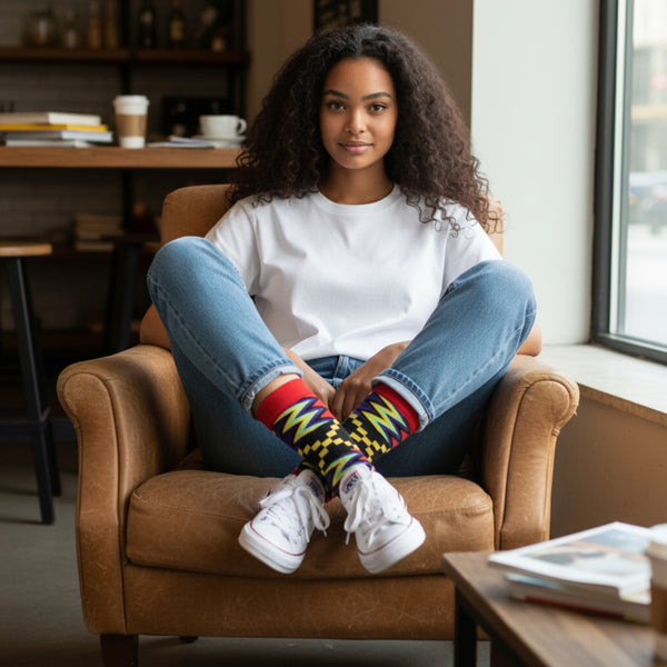 Afrikaanse sokken / Afro socks set OHENEBA met tasje - Set van 4