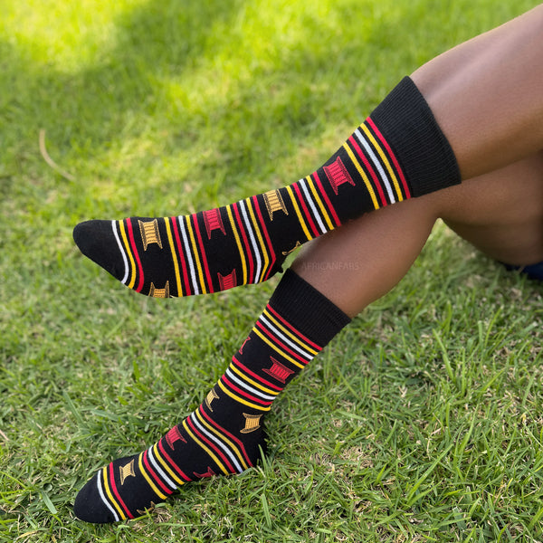 Afrikaanse sokken / Afro socks set AKWAABA met tasje - Set van 5 