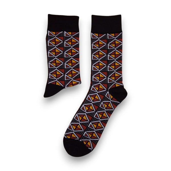 Afrikaanse sokken / Afro sokken / Kente sokken - Kastanjebruine Bogolan