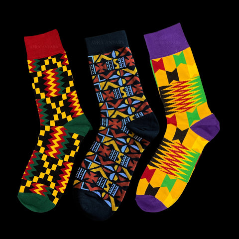 Afrikaanse sokken / Afro sokken / kente / Mud print - Set van 3 paar