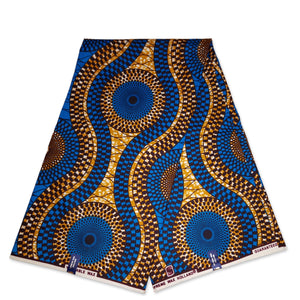 Afrikaanse stof - Blauwe dotted patterns - 100% katoen